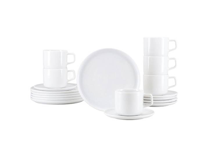 Creatable Kaffeeservice Session White, Weiß, Keramik, 18-teilig, 250 ml,250 ml, stapelbar, Geschirr, Geschirrsets, Kaffeeservice