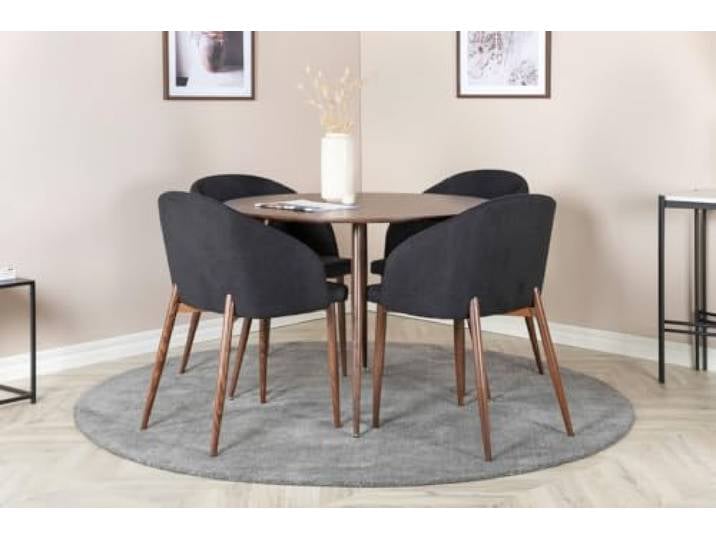 BOURGH Runder Esstisch - PLAZ Esszimmertische/Küchentisch mit Ø100cm & 75cm hoch - Kleiner Tisch in modernem Design mit Stahlbeinen (walnuss)