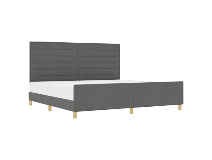 PUGYNBK Bettgestell 200 x 200 cm, dunkelgrauer Stoff Weiche Polsterung, Schaumstofffüllung, minimalistisches Design, Kopfteil und Fußteil im Lieferumfang enthalten