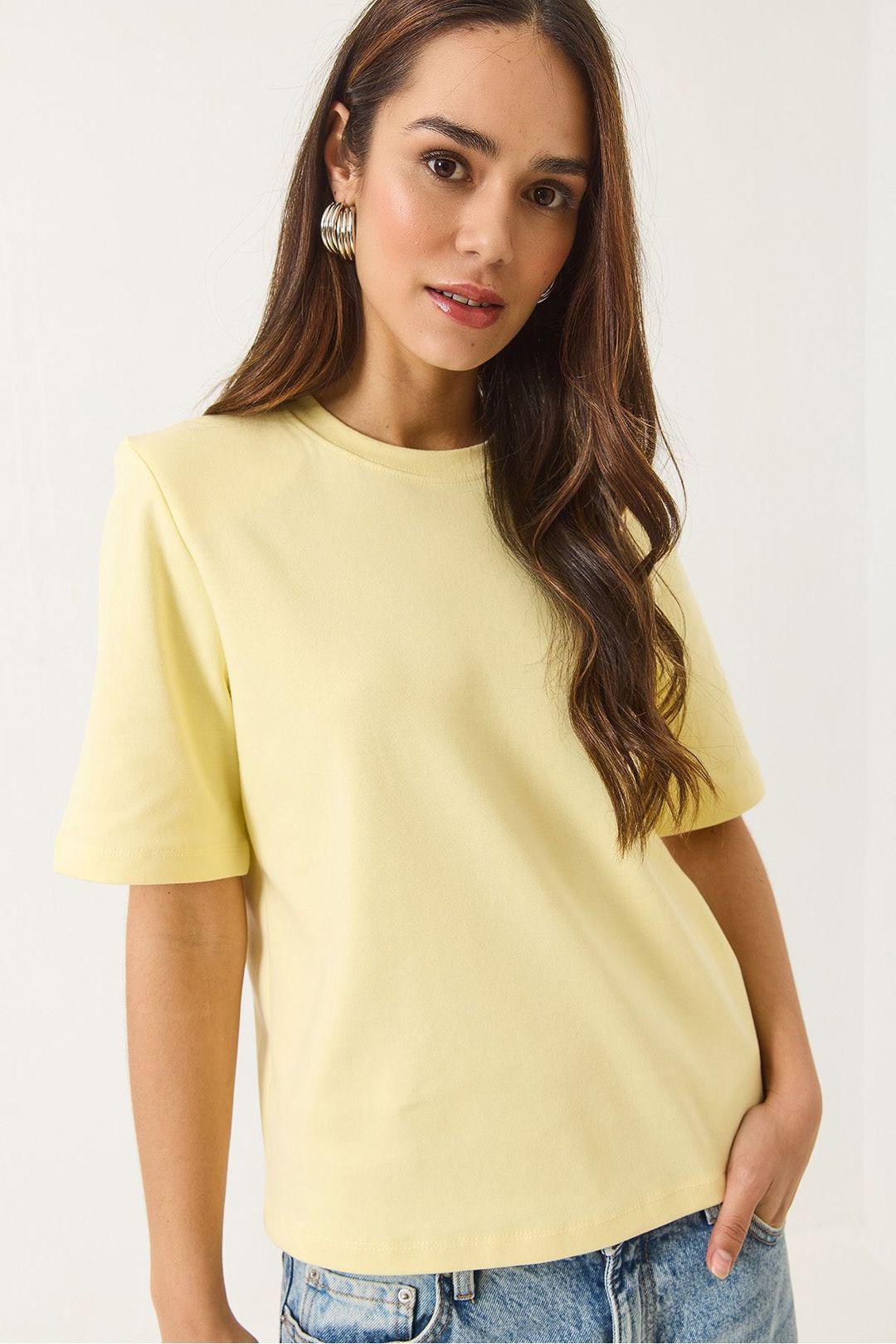 Gepolstertes Rundhals-T-Shirt