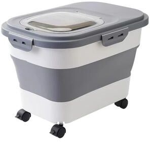 Uplifted Goods Collapsible Pet Food Storage Container With Airtight Lid grey White 33lb