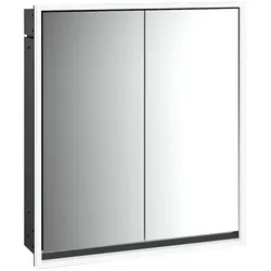 emco loft Lichtspiegelschrank, 600mm, Unterputzmodell, schwarz/spiegel, 979813305, Ausführung: 2 Türen