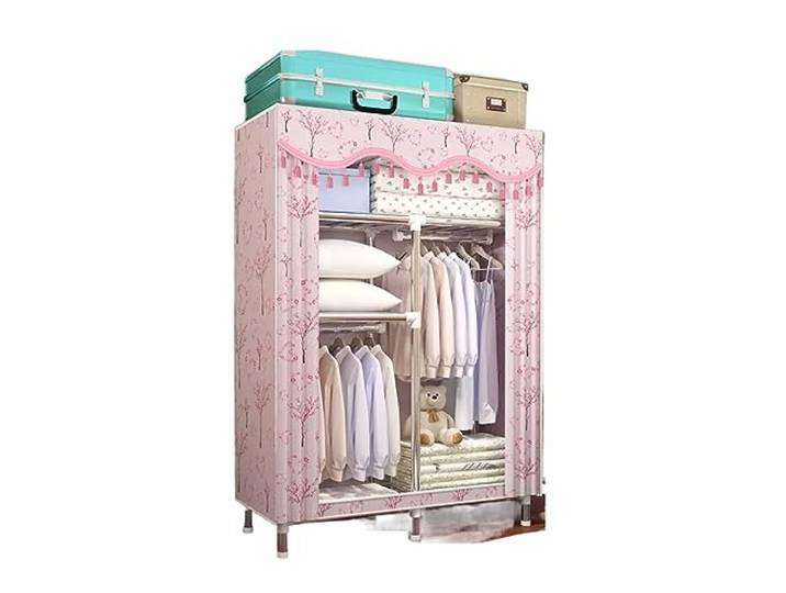 CVdrtyED Kleiderschrank Kombi-Kleiderschrank, Einfacher Schrank, Stoff, Stahlrahmen, Multifunktionale Schlafzimmermöbel Schlafzimmer Organizer(90 * 46 * 170cm)