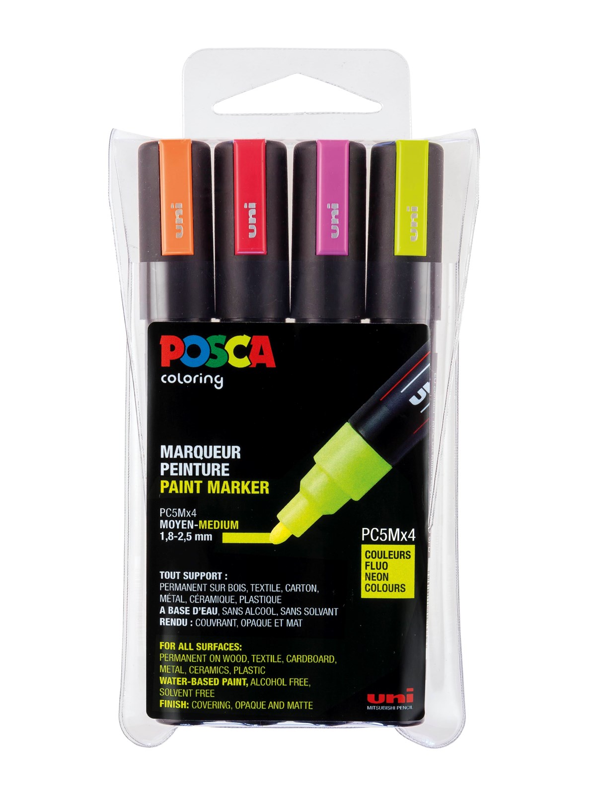 POSCA marker sæt PC-5M 4 ass. colors neon