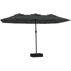Helloshop26 - Doppelschirm mit LED-Beleuchtung 449 x 265 cm UV-Schutz gemütliche Atmosphäre anthrazitfarbenes Polyester 02_0047380