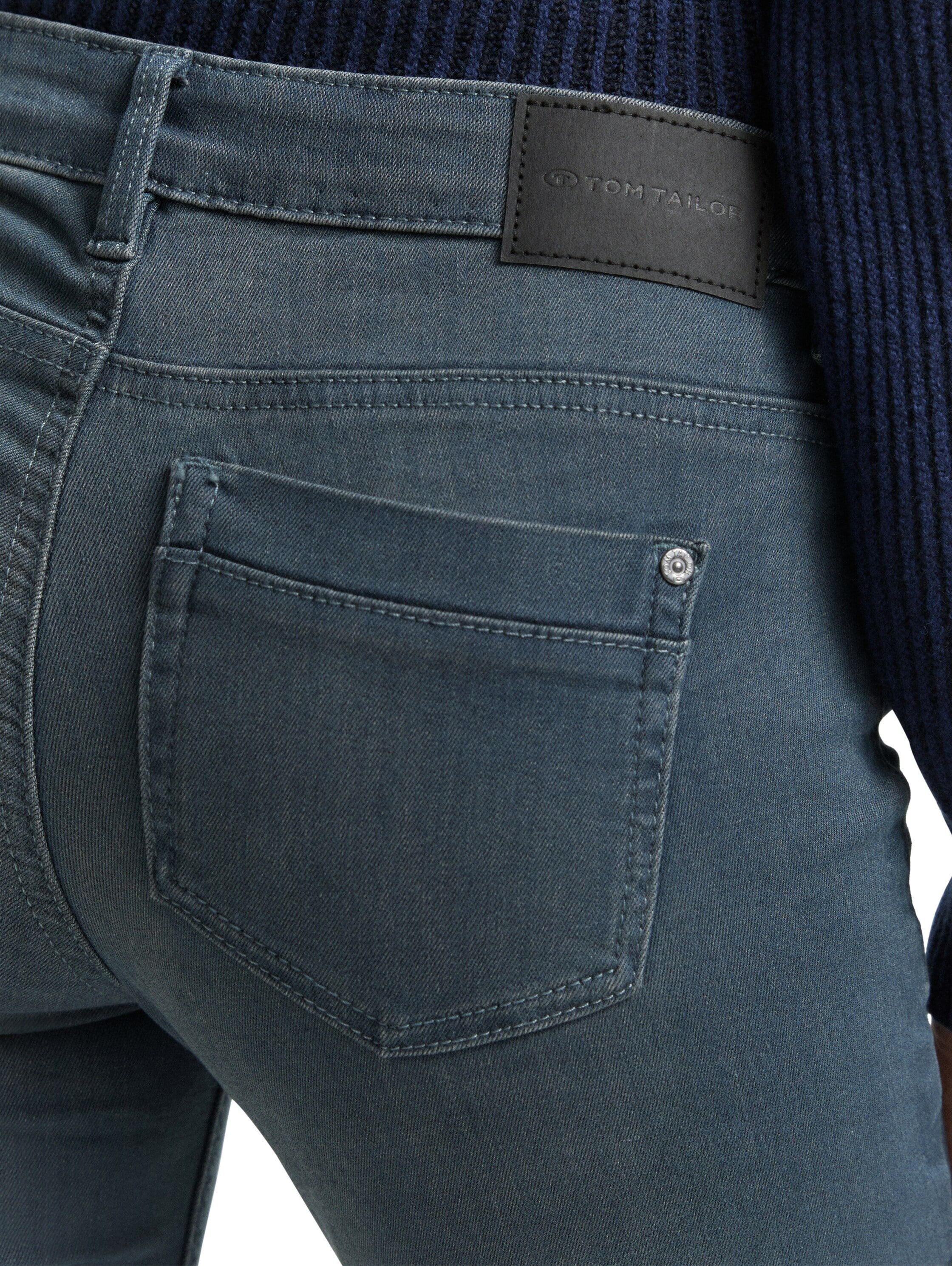 Slim-fit-Jeans TOM TAILOR, Damen, Gr. 32, Länge 34, blau (mid stone blau grau denim), Denim/Jeans, Obermaterial: 70% Baumwolle, 28% Polyester, 2% Elasthan. Futter: 65% Baumwolle, 35% Polyester, unifarben, slim fit knöchellang, Jeans Slim-fit-Jeans, im Fiv