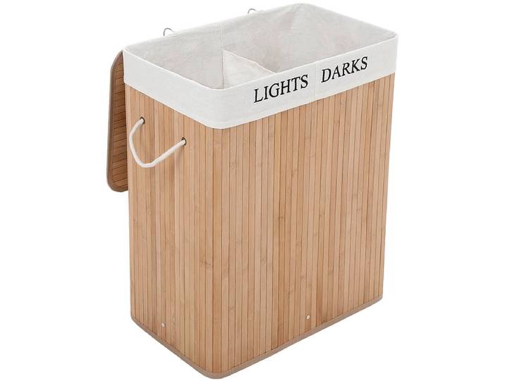 SONGMICS Wäschekorb LAVONA natürliches holz