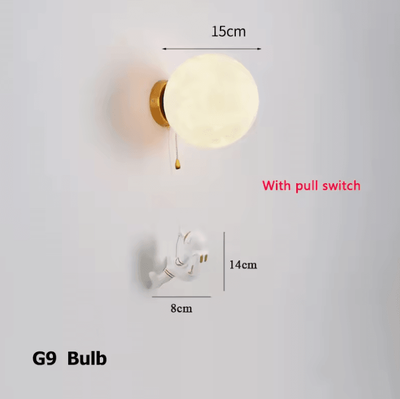 Inspire Curations Astronaut Moon Wall Lamp For Kids Bedroom 15cm pull Switch 3 Colors