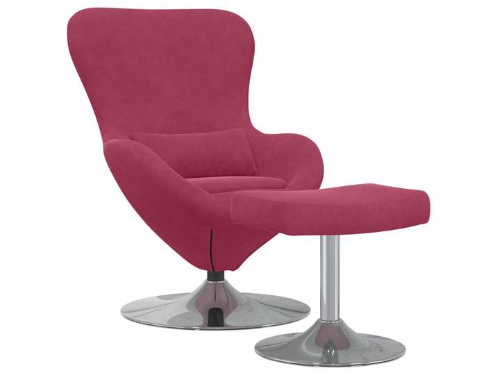 vidaXL Sessel Eierstuhl mit Fußhocker Weinrot Samt (1-St)