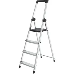 Brasq, Leiter + Gerüst, Klappbare Aluminium-Haushaltsleiter (85 cm)