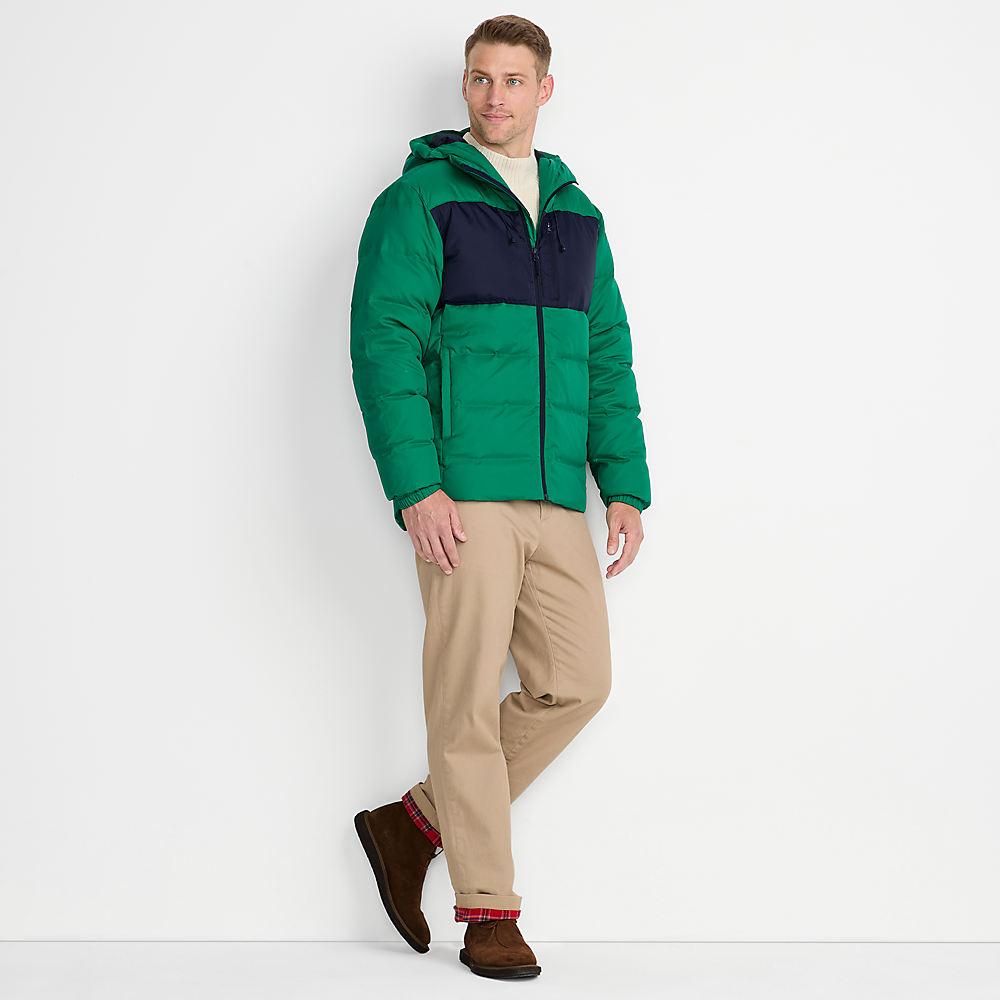 Daunen-Steppjacke mit Kapuze für Herren, Herren, size: regular, Grün, Polyester/Nylon/Daunen, by Lands' End
