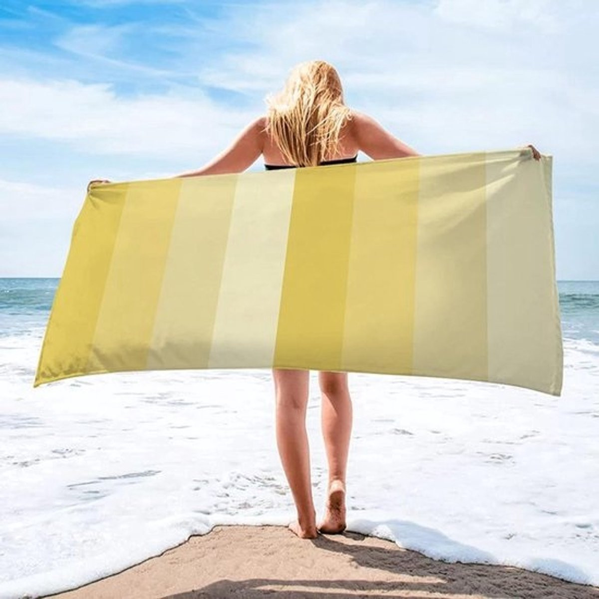 Geel Strandlaken met Gele Strepen - 200 x 200 cm