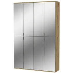GARDEROBENSCHRANK Eiche Artisan 122 cm, Flurschrank mit Spiegel
