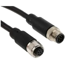 RS PRO M12 male-M12 Female, 8W, 8 Core 2m, Elektronikkabel + Stecker, Schwarz