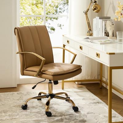 HULALA HOME Ignacio Modern Leather Rocking Office Chair with Metal Base