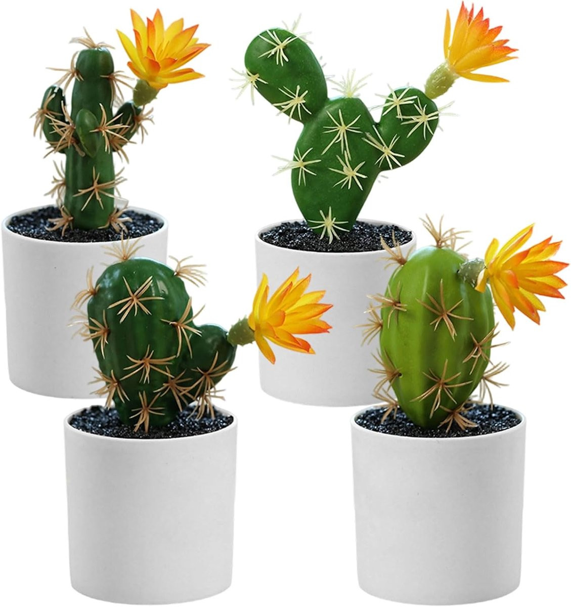 Set van 4 kunstcactus bonsai succulenten in pot van kunststof