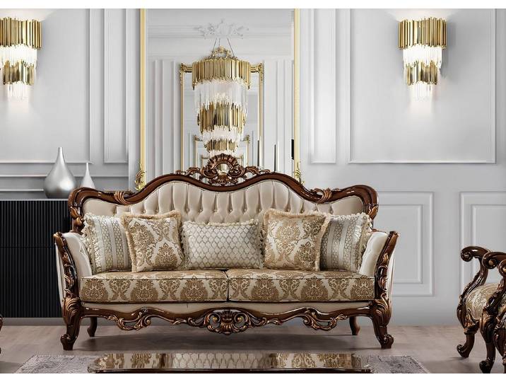 Xlmoebel 3-Sitzer Barock Rokoko Sofa aus Stoff für luxuriöses Wohnzimmer, 3-Sitzer 1 Teile, Made in Europa