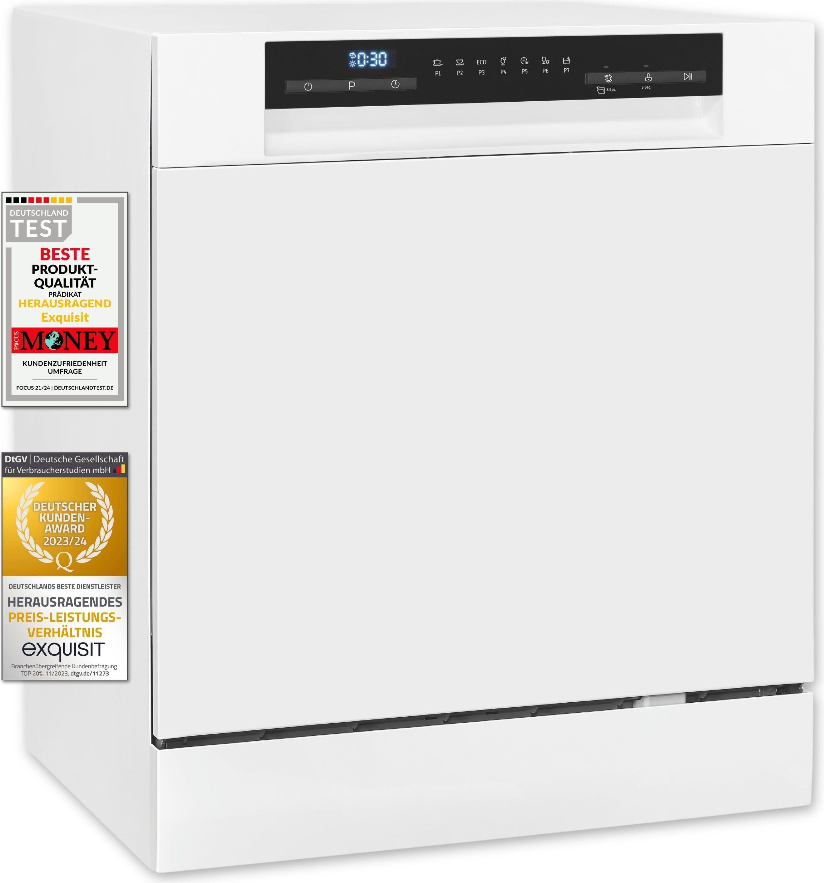 Exquisit Geschirrspüler GSP508-030D weiss | Spülmaschine 55 cm | Power+ | ECO Modus | Standgerät