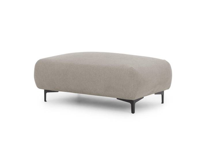 S-Style Polsterhocker Cardea in Bubble-Optik aus weichem Taupe Strukturstoff mit hohem Sitzkomfort, Echtholz, Teilmassiv,Birke, Buche, 110x46x65 cm, Wohnzimmer, Sessel, Hocker & Hockerbänke, Sitzhocker