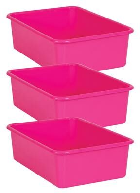 Teacher Created Resources Pink Large Plastic Storage Bin, Pack of 3