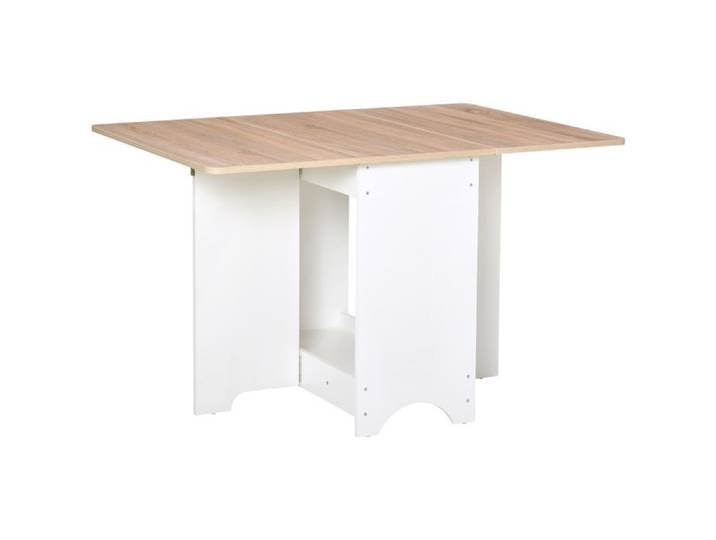 LIA Table console à rabat avec espace étagère table basse pour salon et cuisine table à rabat couleur bois et blanc 118x80x72 cm