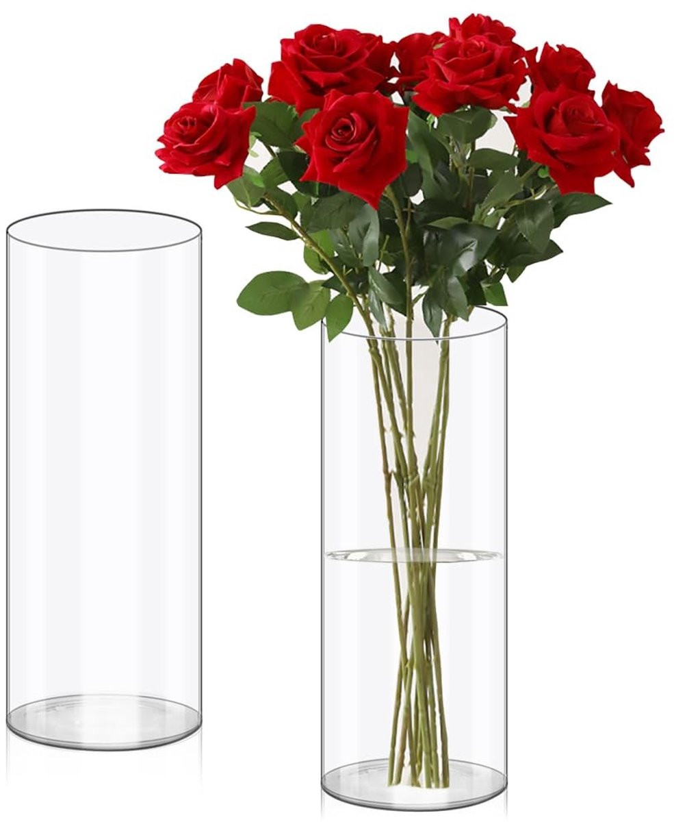 Dailygoods Transparante Acryl Bloemenvaas - Onbreekbare Cilindervaas voor Bloemstukken