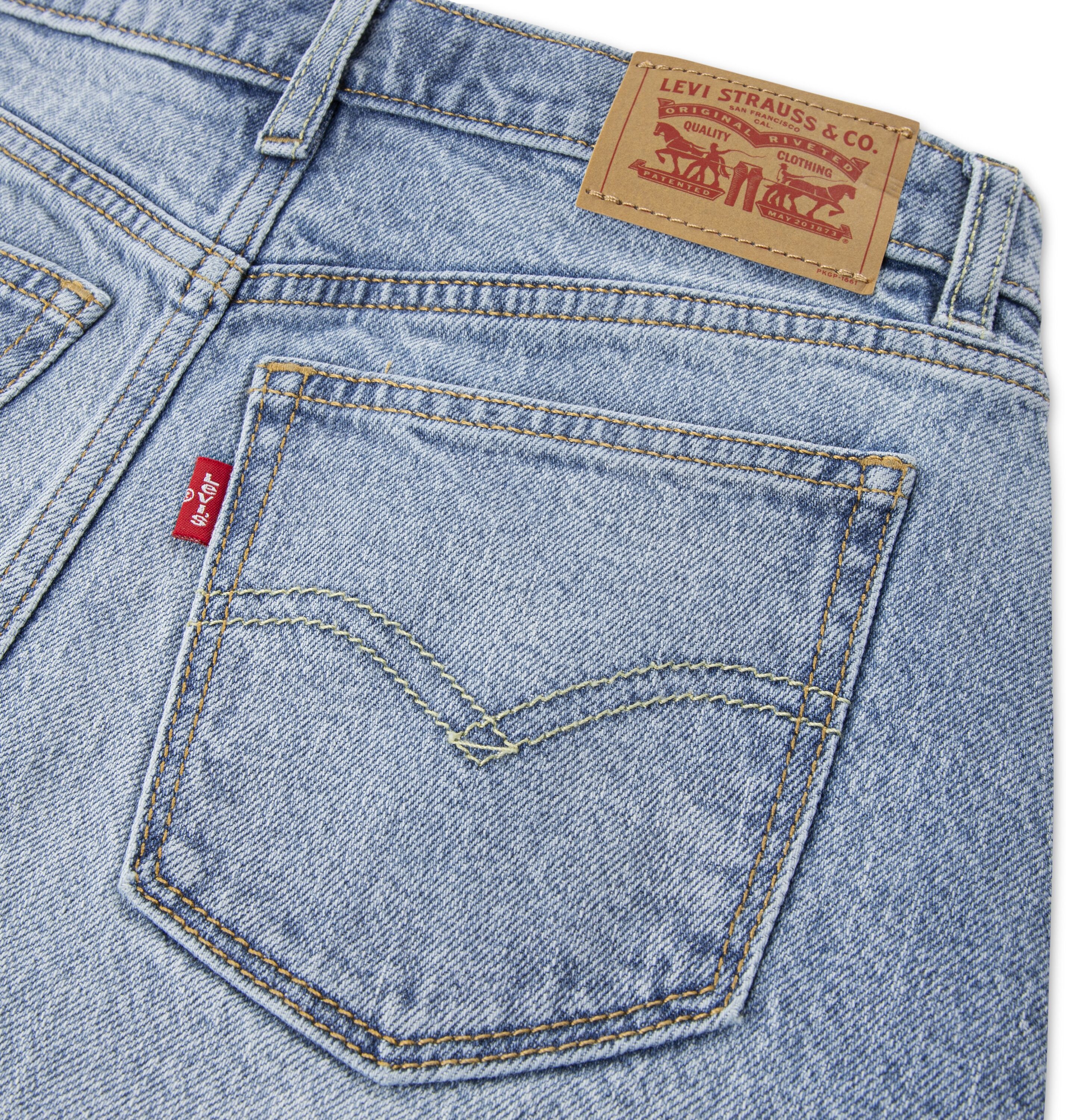 Jeansrock LEVI'S KIDS "LVG ICON SKIRT", Mädchen, Gr. 10 (140), blau (coastal drift), Denim/Jeans, Obermaterial: 99% Baumwolle, 1% Elasthan, normal normal, Röcke Jeansrock, mit einstellbarer Weite, for Girls coastal drift 10 (140)