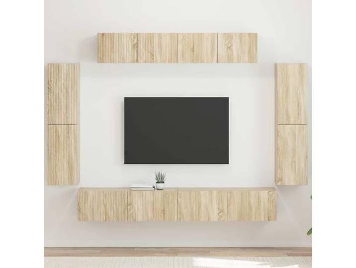 GKMBCVDFR TV-Schrank 8 STK Sonoma-Eiche Wandmontage Wohnzimmer Medienmöbel Sonoma-Eiche, modulares Design, vier große und zwei kleine Fächer, robust, pflegeleicht
