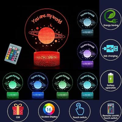 Sonnensystem 3D optische Täuschung Beistelltischlampe Universum Weltraum Galaxie Nachtlicht für Kinderzimmer Dekor Licht Geschenk für Jungen und Mädchen