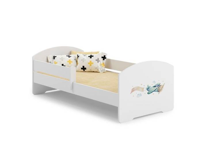 Lit enfant 140x70 AVION avec matelas - 1001JOUETS - Jaune - MDF
