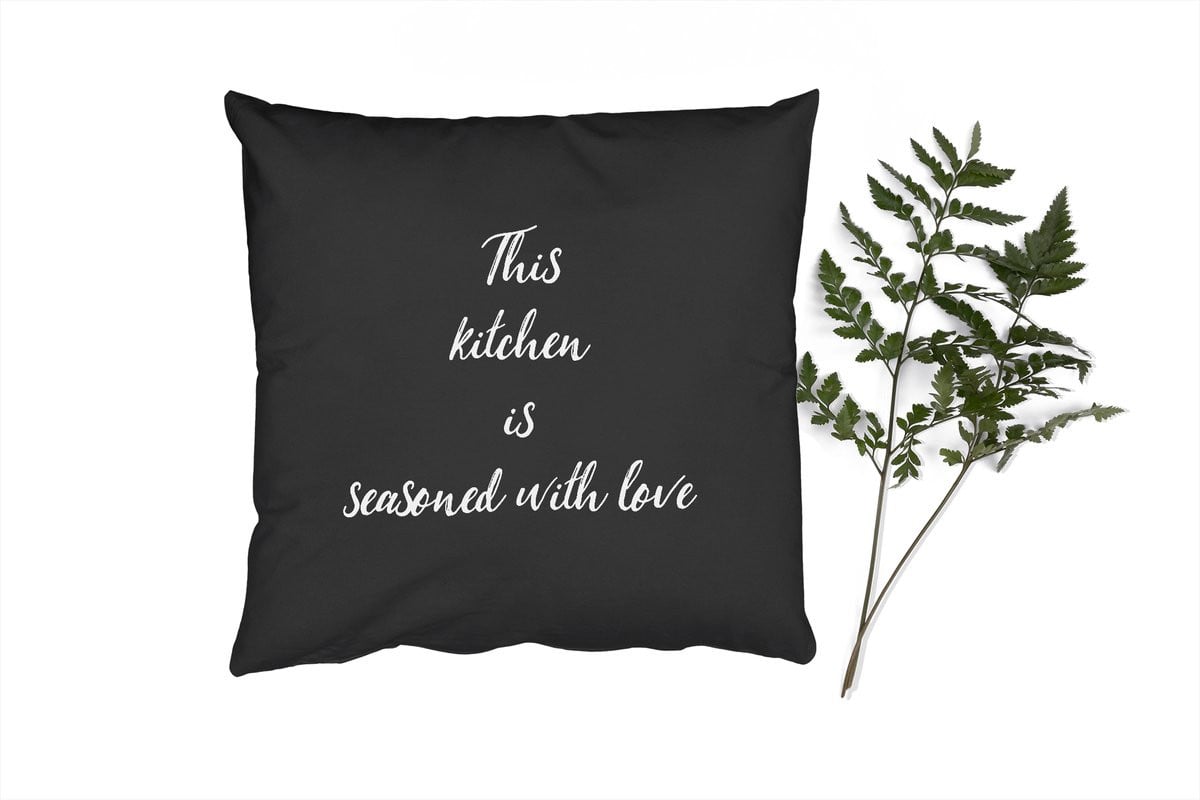 PillowMonkey Sierkussens met Quotes over Koken en Liefde, 45 x 45 cm