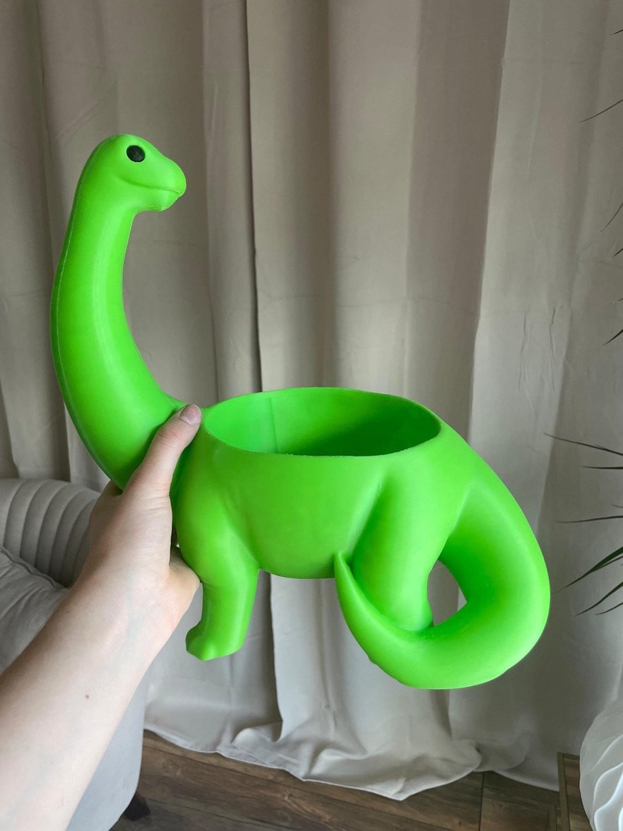 Dino Brontosaurus Plantenbak - Groene Dinosaurus Pot voor Vetplanten en Decoratie - Groen