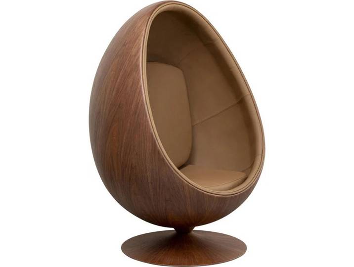 Kare-Design Sessel, Braun, Walnuss, Kunststoff, furniert, Füllung: Polyurethan (Pur), 89x134x77 cm, Sitzfläche 360° drehbar, Wohnzimmer, Sessel, Sonstige Sessel