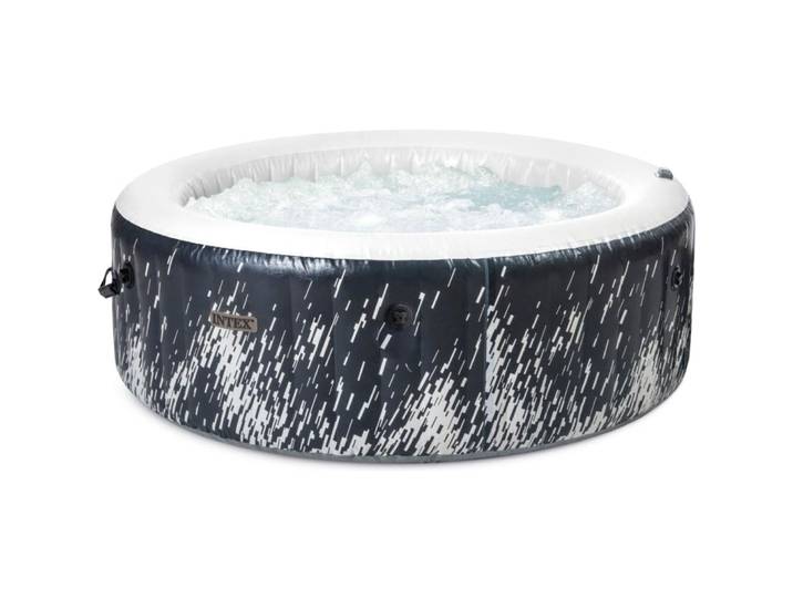 Whirlpool Intex 4-Personen Glow Deluxe Round Bubble Spa Set D 196 cm - Farbe: dunkelgrau - Whirlpool