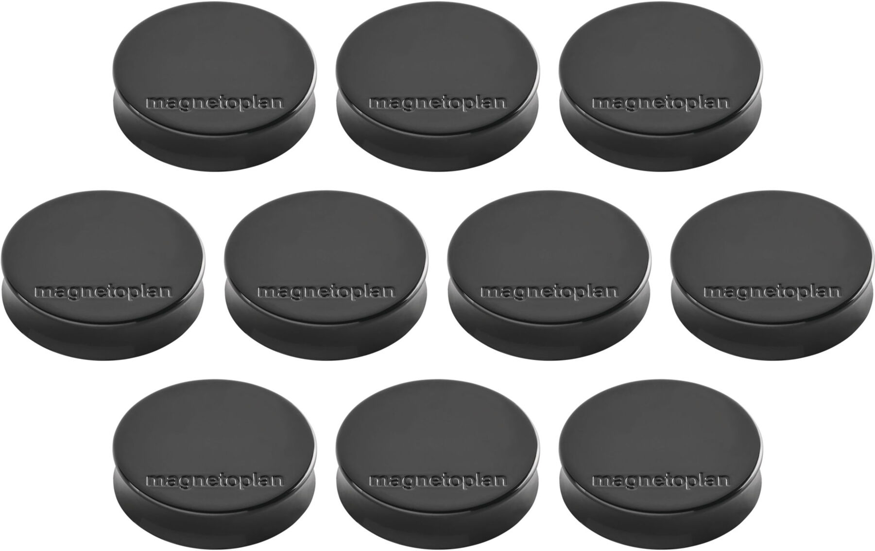 Magnetoplan Ergo-Magnete, medium, schwarz, Pack a 10 Stück ; Soennecken (1664012)