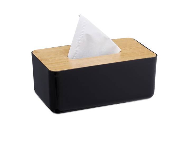 Relaxdays 10 x Taschentuchbox Bambusdeckel