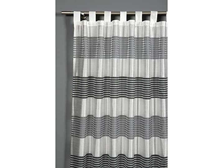Gardinia Vorhang mit angenähten Schlaufen, Transparenter Schlaufenschal, Webstreifen, Lichtdurchlässig und transparent, Silbergrau, 140 x 245 cm