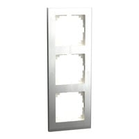 Decor-Rahmen dreifach mit Montagerichtung horizontal und vertikal, aus Kunststoff, glänzend edelstahl, Retail