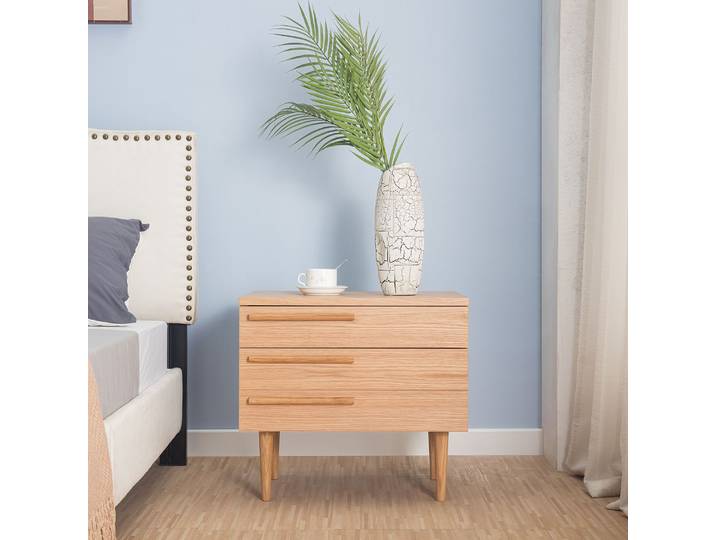 Nachtkommode MIDCENTURY 55 x 50 x 40cm Ausrichtung links Beige