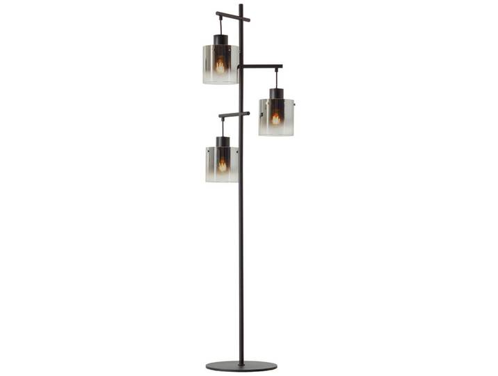 Dieter Knoll Stehleuchte, Grau, Schwarz, Metall, Glas, 152 cm, Fussschalter, Lampen & Leuchten, Innenbeleuchtung, Stehlampen, Stehlampen