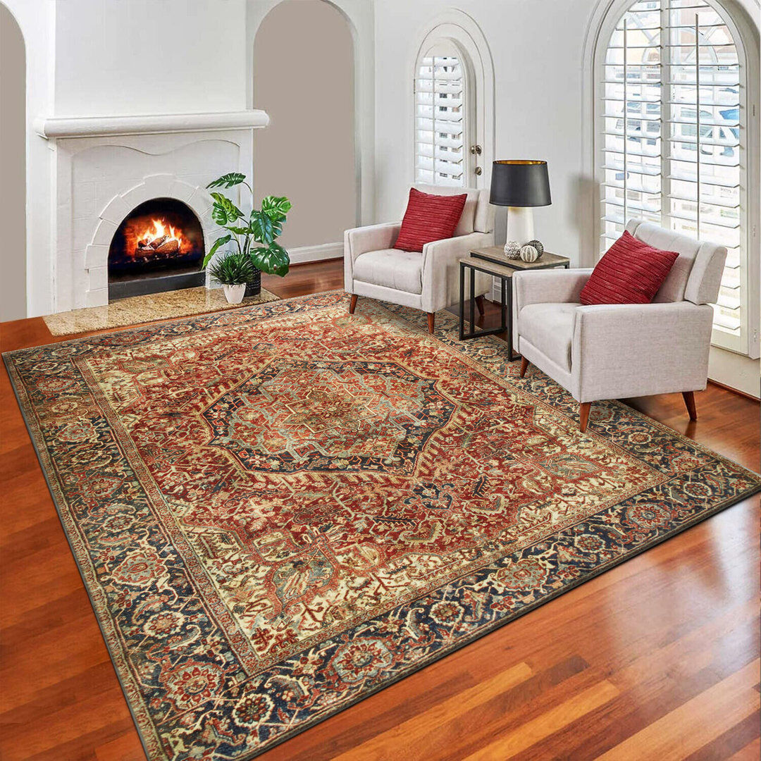 Latitude Vive Cathaleen Persian Altra Soft Machine Woven Luxury Area Rug Red Rectangle 200 x 290cm