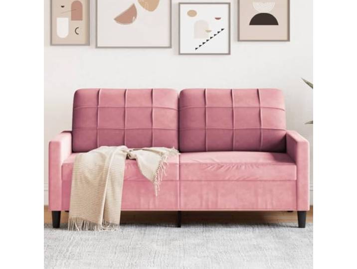 pokgdf 2-Sitzer-Sofa Rosa 140 cm Samt Metallgestell, Dick Polsterung, Armlehnen, Rückenkissen, Modernes Design