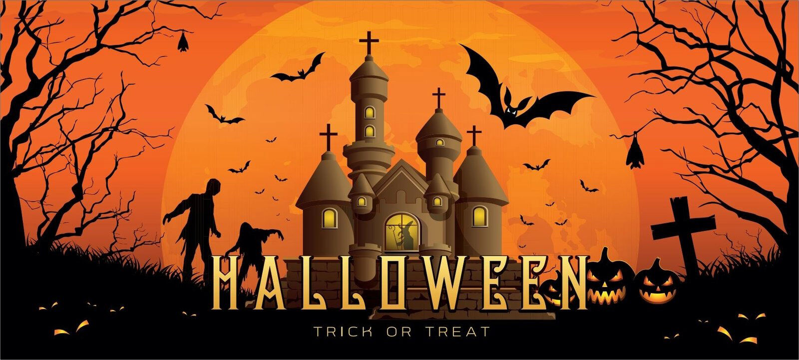 Europalms Halloween Banner, Geisterhaus, 400x180cm