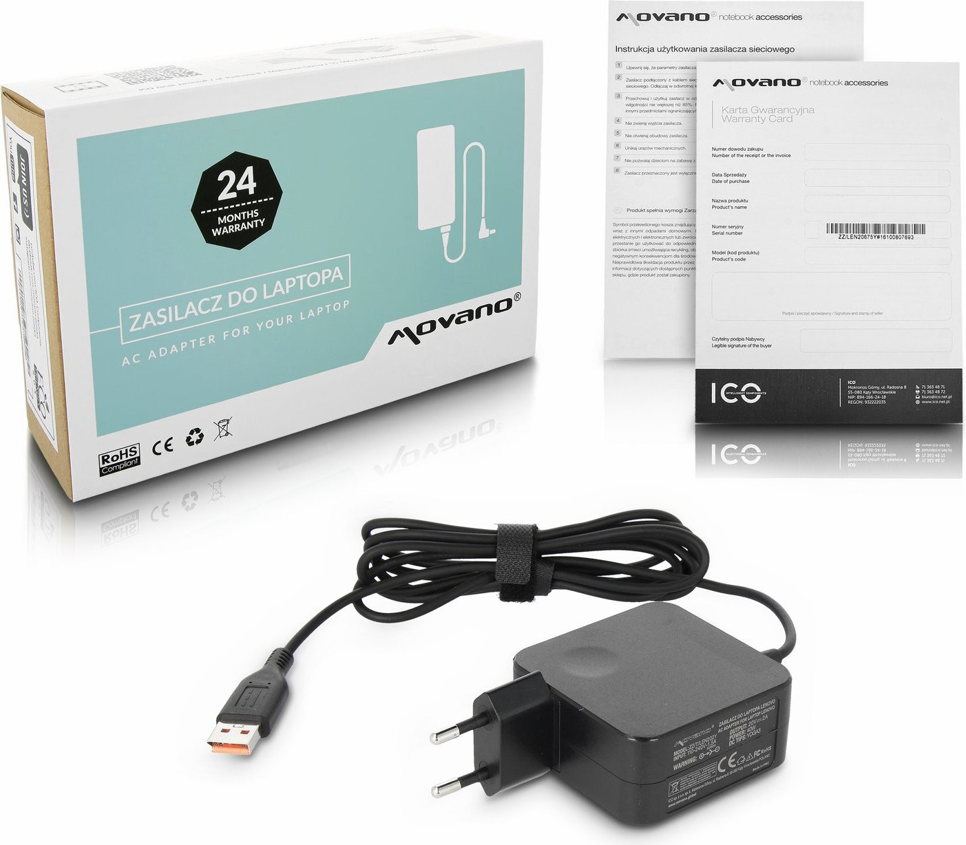 Movano 40W oplader voor Lenovo Yoga 3 en 4, 20V, 2A