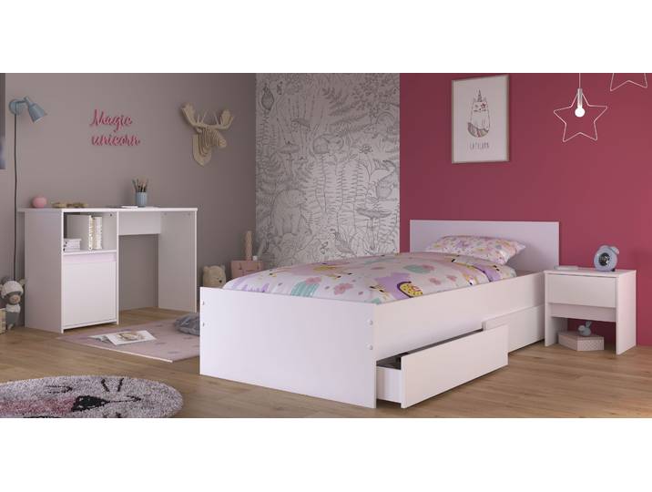 Jugendzimmer-Set PARISOT Pirouette , weiss (weiß), B/H: 90cm x 200cm, Holzwerkstoff, Schlafzimmermöbel-Sets, Jugendzimmer-Set