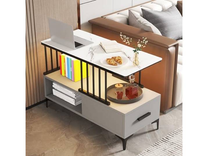 Beistelltisch, Moderner Nachttisch, Beistellschrank, Beistelltische, Beistelltisch Couch, Mit Ablage, Platzsparender Nachttisch, für Kleine Räume, Wohnzimmer, Schlafzimmer(White,80x40cm/31.5x15.7in)