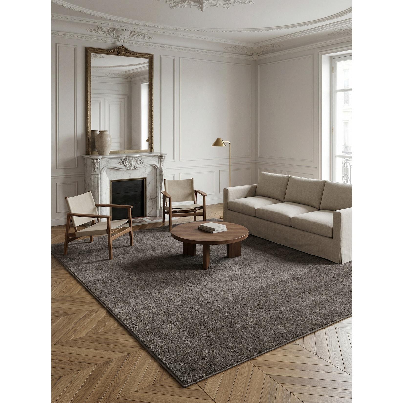 Teppich Kurzflor MAIN in Mokka, einfarbig, Ø 120 cm