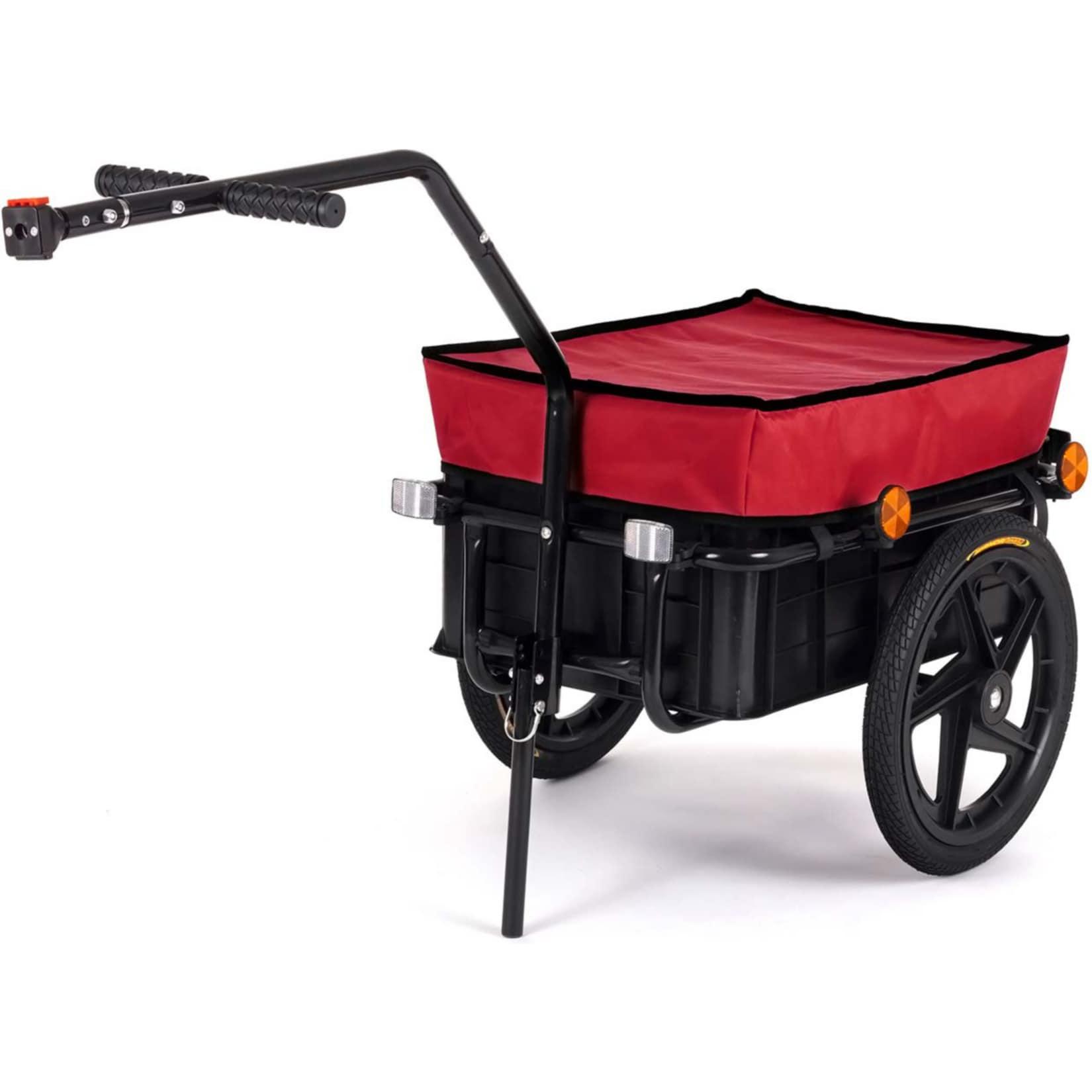 SAMAX Lastenanhänger / Fahrradanhänger für 60 Kg / 70 Liter mit Kupplung in Rot