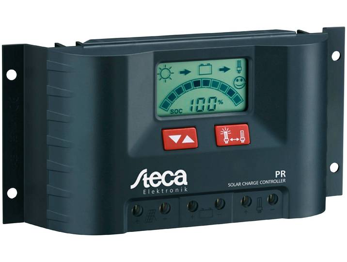 Solarladeregler STECA PR 2020 , schwarz, B:9,6cm H:4,4cm T:18,7cm, Spannungsregler, Solarladeregler