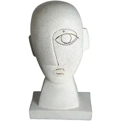 Goldbach Moderne Dekofigur Zwei Gesichter aus Polyresin Weiss H 27,5 cm